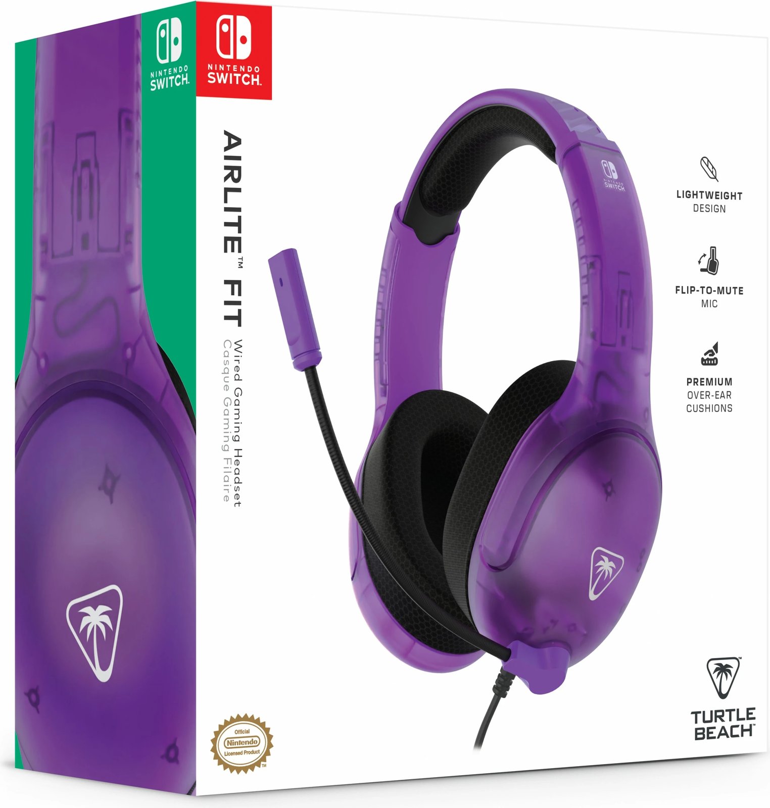 Kufje Turtle Beach Airlite Fit NS Ghost Lila, me mikrofon, për gaming, 3.5mm, e zezë/vjollcë