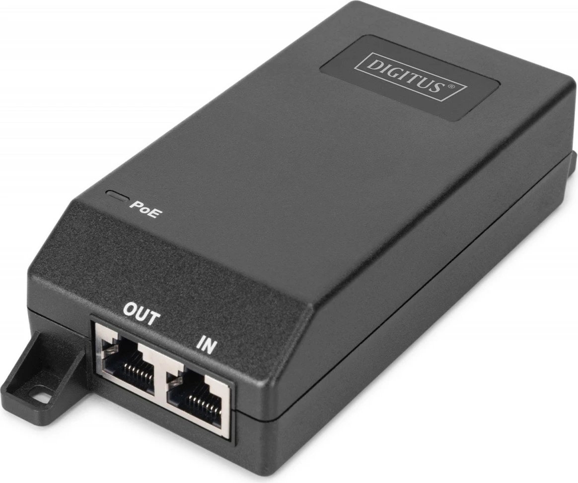 Adapter PoE+, Digitus, DN-95103-3, IEEE 802.3af/at, 55V 30W, 10/100/1000 Mbps, deri 100 m, e zezë