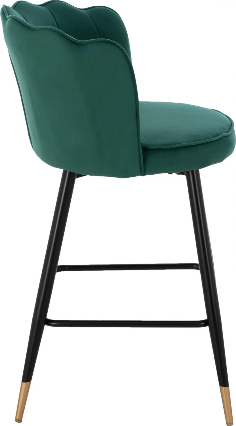 Karrige për bar mesatare, FH8736.03, kadife e gjelbër, kornizë metalike, 50x50x90 cm., set prej 2 copë