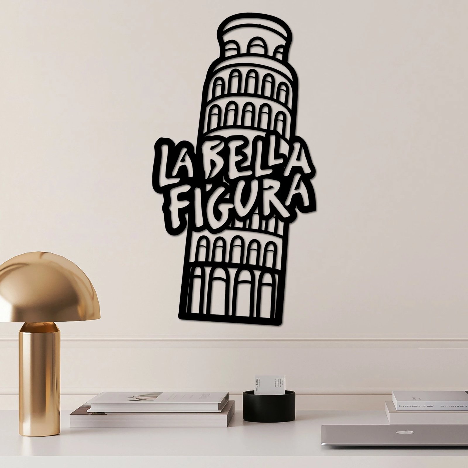 Aksesor dekorativ metalik për mur, Bella Figura 2, ngjyrë e zezë, 32x60cm