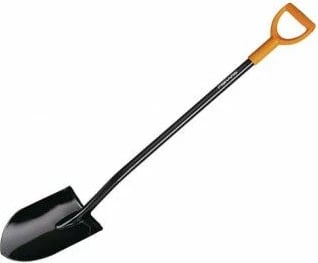 Lopatë Fiskars, me majë,  zezë/ portokalli