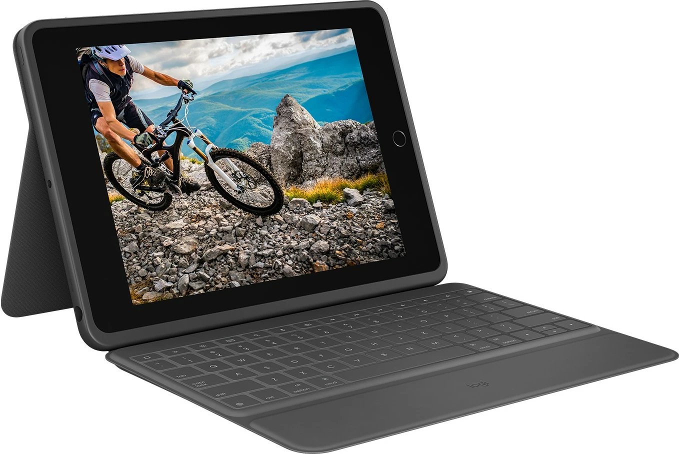 Mbështjellës me tastierë Logitech Rugged Folio për iPad 7/8, AZERTY, grafit