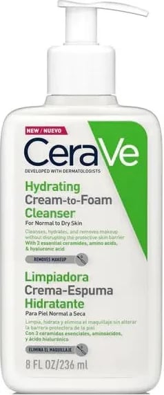 Pastrues fytyre CeraVe Hydrating Cream-To-Foam Cleanser 236ml