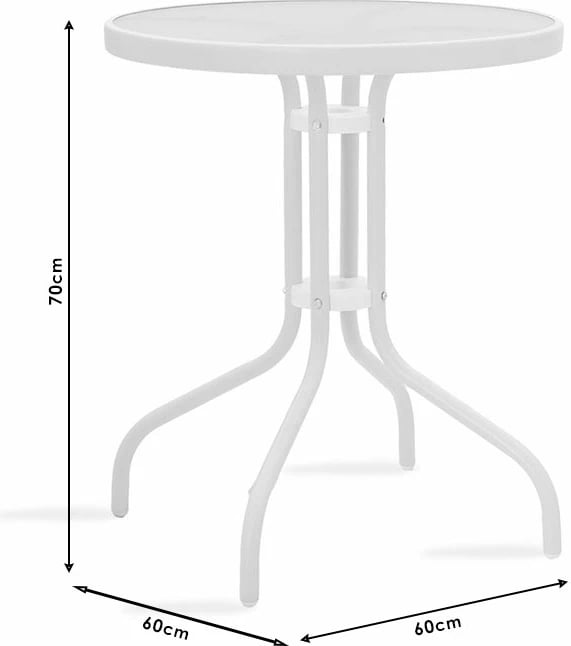 Tavolinë me karrige Watson-Calan set prej 3 copash metal-textilene kafe D60x70cm
