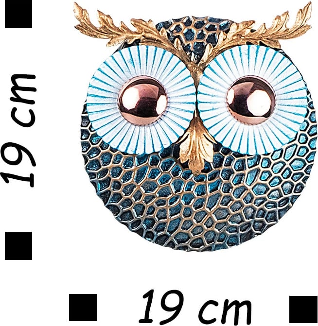 Aksesor dekorativ metalik për mur, kukuvajkë, shumëngjyrëshe, bakër, Wallity