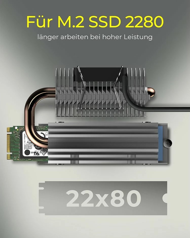Heatsink SSD ICY BOX IB-M2HSF-705, 30mm fan, 8500 RPM, argjend