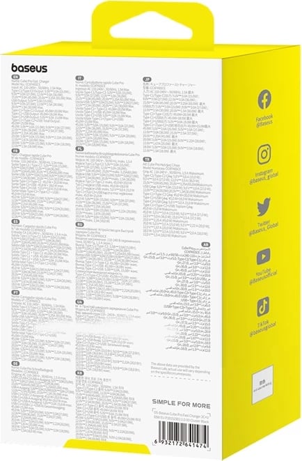 Karikues muri Baseus Cube Pro, 65W, 2x USB-C, USB-A, i zi