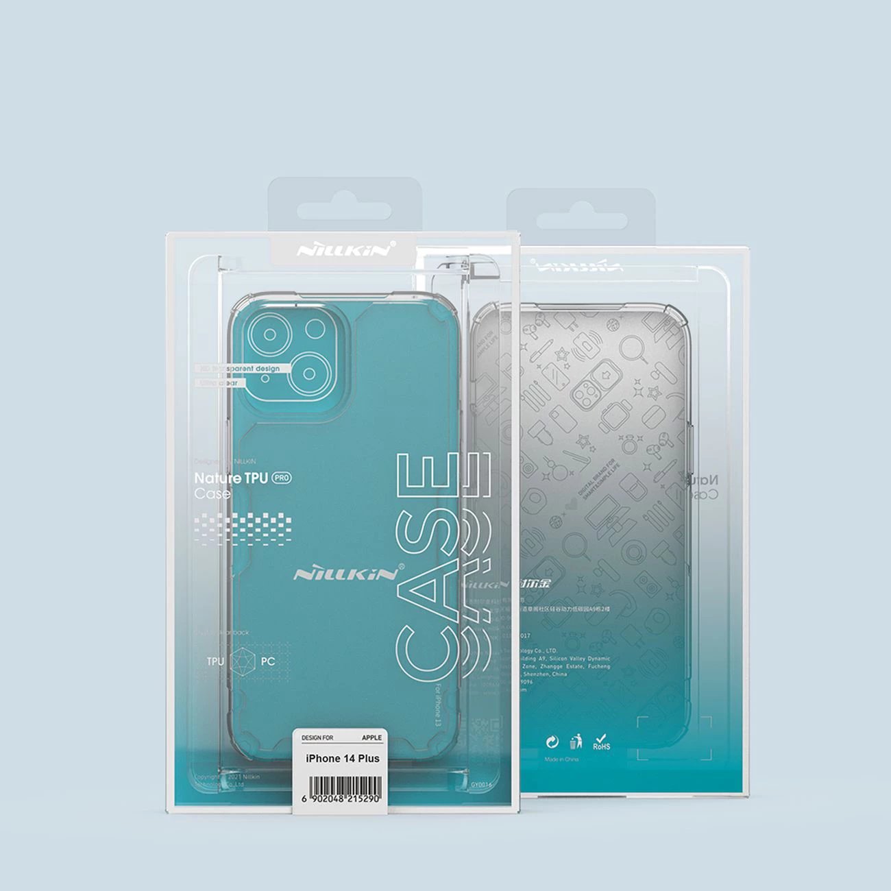 Mbështjellës Nillkin Nature Pro për iPhone 14 Plus, i blinduar, Kaltër/Transparent