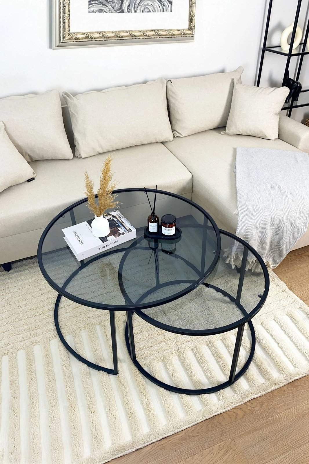 Set tavolinash kafeje Hanah Home, Tokyo 80, e zezë dhe fume