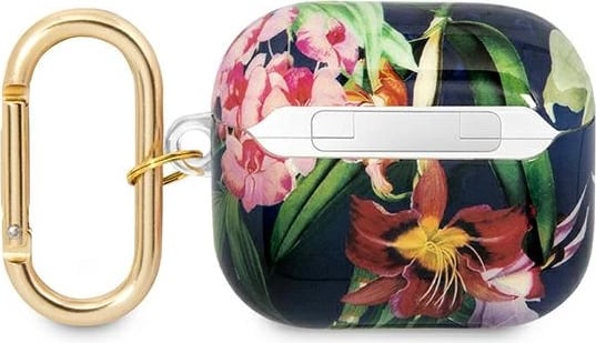 Mbështjellës Guess Flower Strap për AirPods 3, TPU, Blu