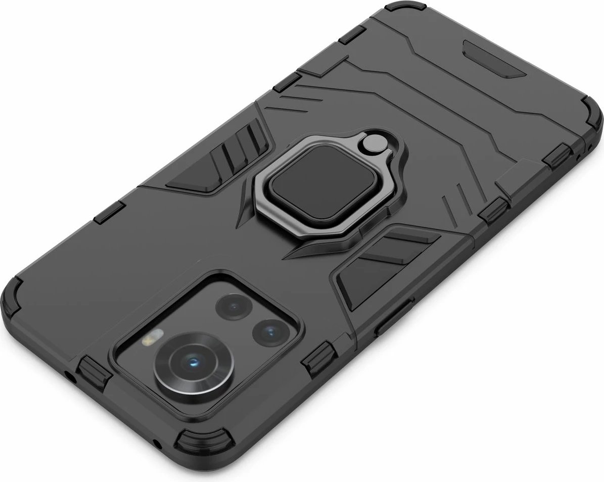 Mbështjellës Hurtel Ring Armor për OnePlus Ace, me dorezë magnetike, i zi