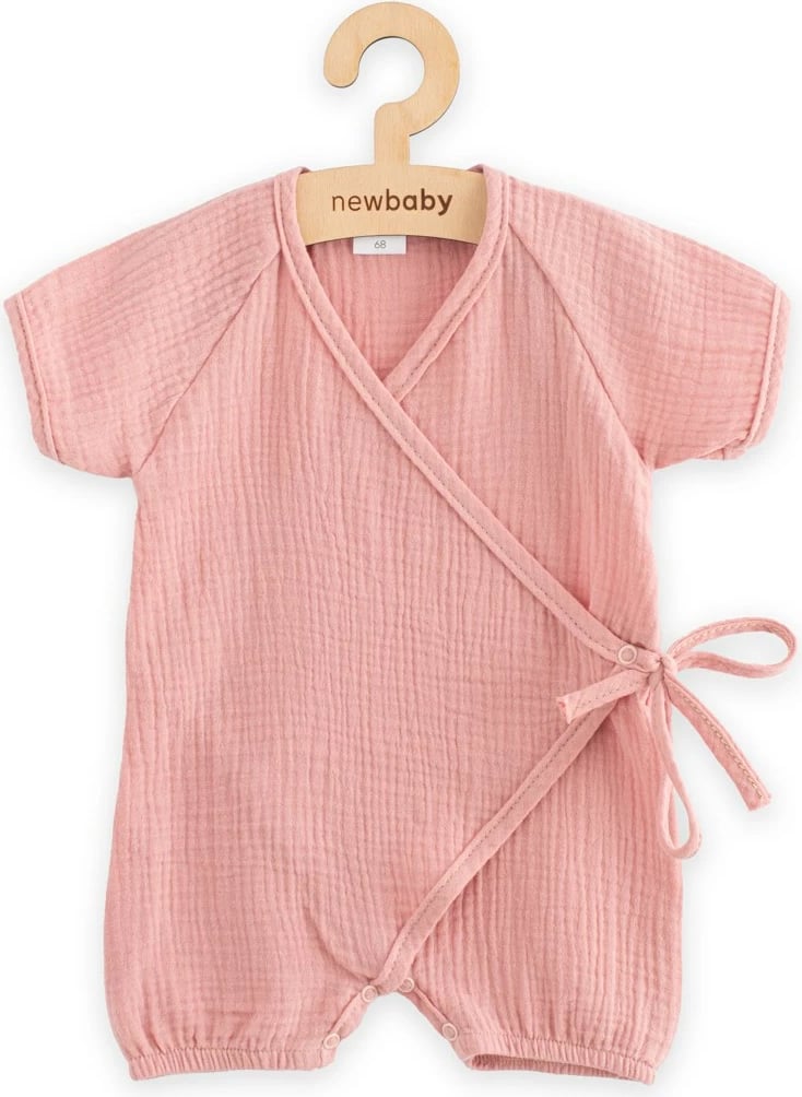 Kombinezon veror muslin për bebe, New Baby, 100% pambuk, madhësia 68 (4-6m), për vajza, rozë