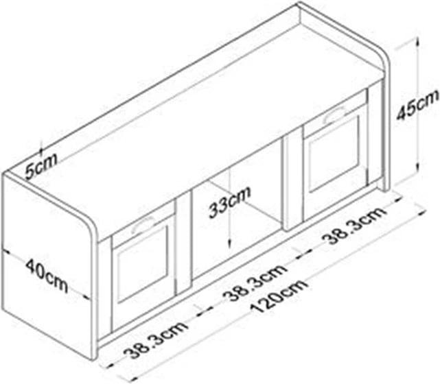 Stol për këpucë Arthur I 8 palë, bardhë-arrë, 120x40x45cm