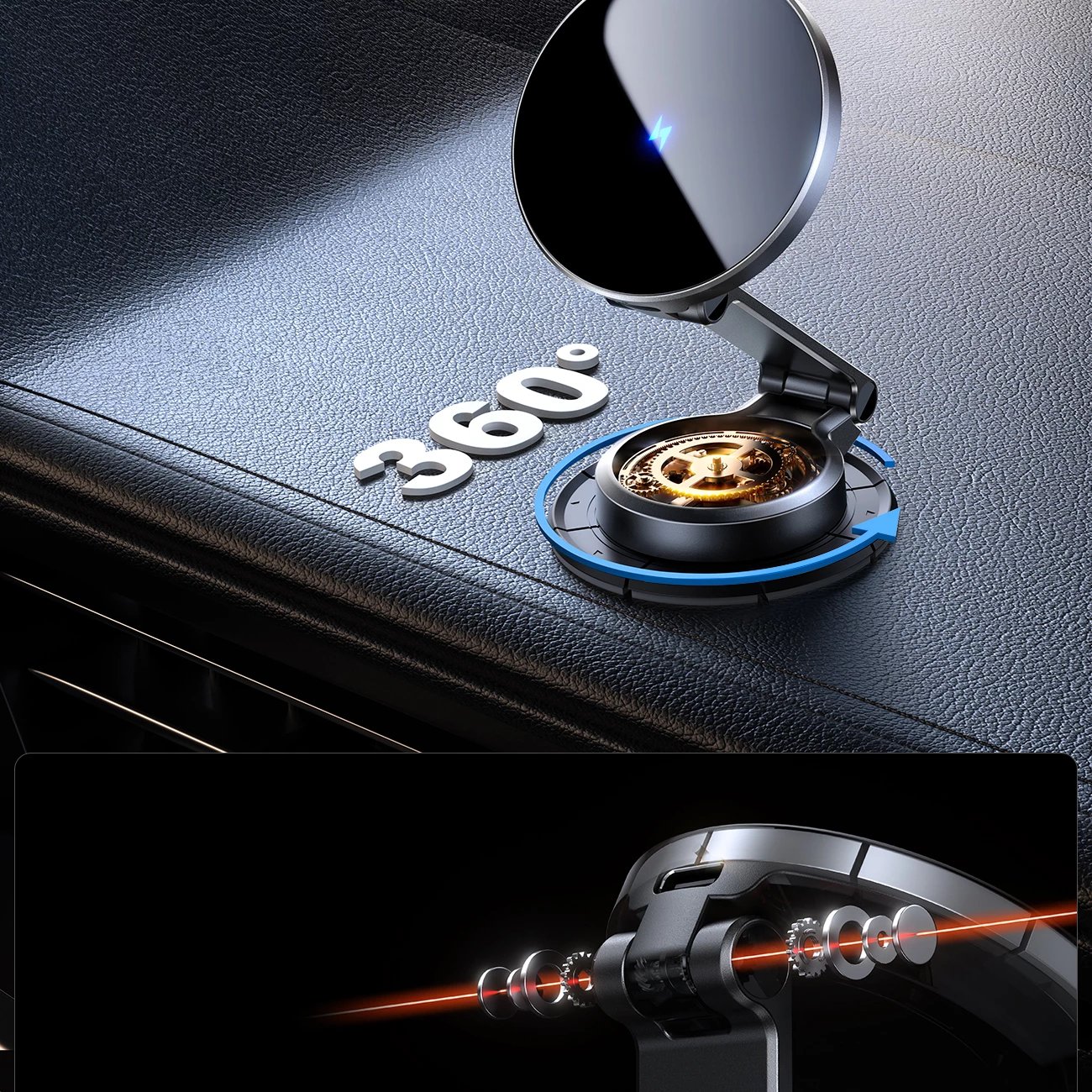 Mbajtës magnetik me karikues wireless Joyroom JR-ZS408 për makinë, 15W, i zi