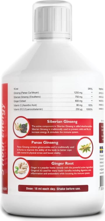 Suplement Swedish Nutra Ginseng Energy, 500ml