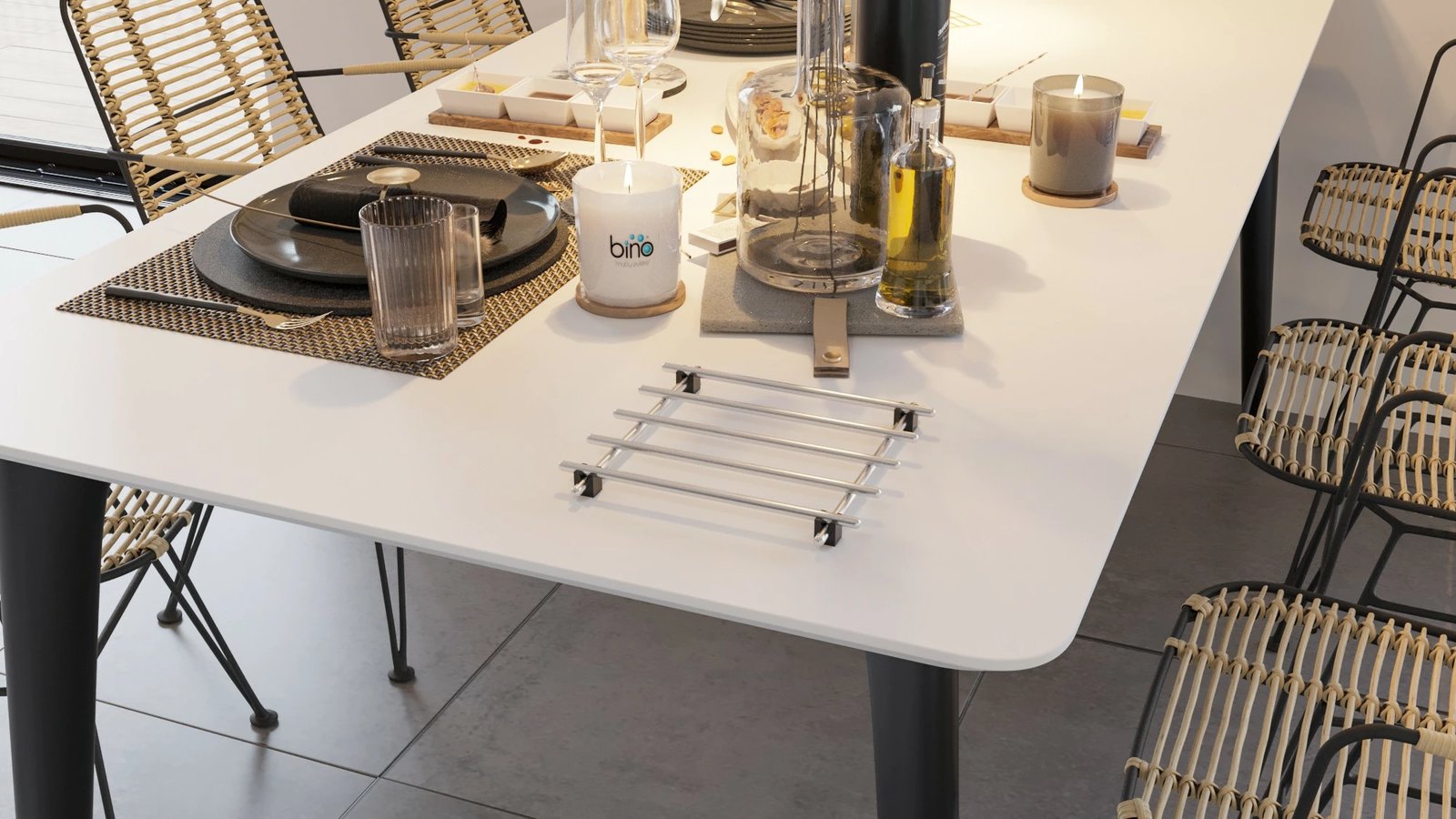 Tezgah koruyes metalik, krom, Aberto Design, 2x20x20cm