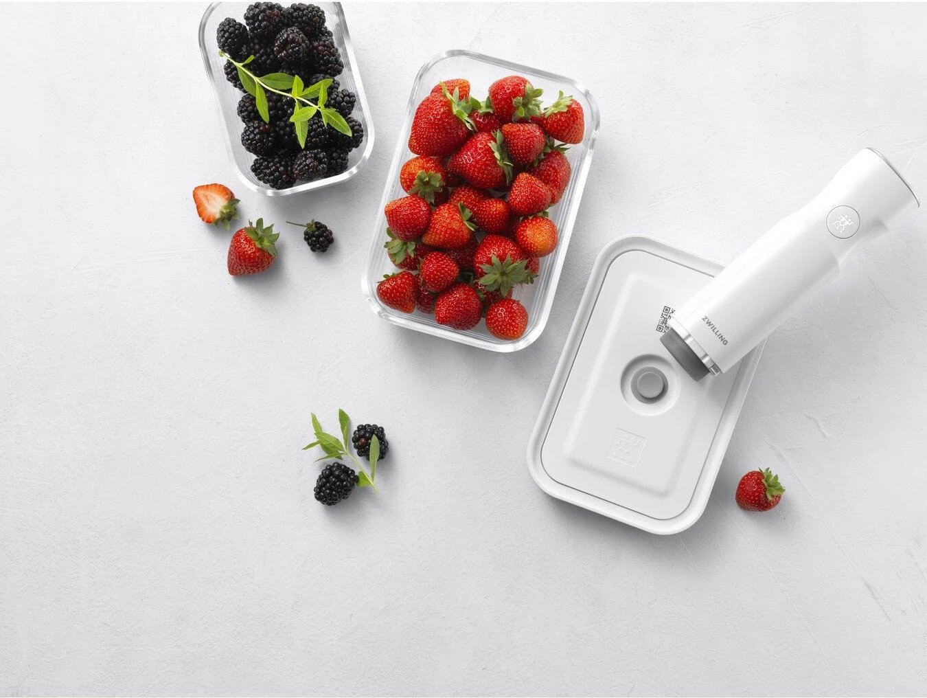 Set kuti ushqimi Zwilling FRESH & SAVE, 3 copë, qelq, kapak plastik, 350ml/750ml/1600ml, gri/transparente