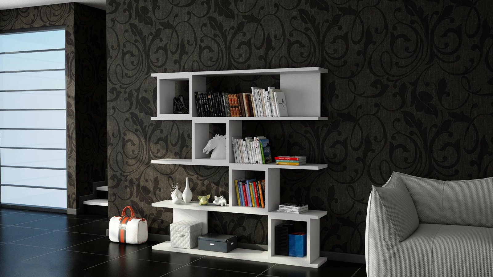 Raft librash Hanah Home, ngjyrë e bardhë, Wind