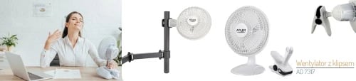 Ventilator tavoline Adler AD 7317 15 cm 2 shpejtësi 30W me bazë dhe kapëse i bardhë
