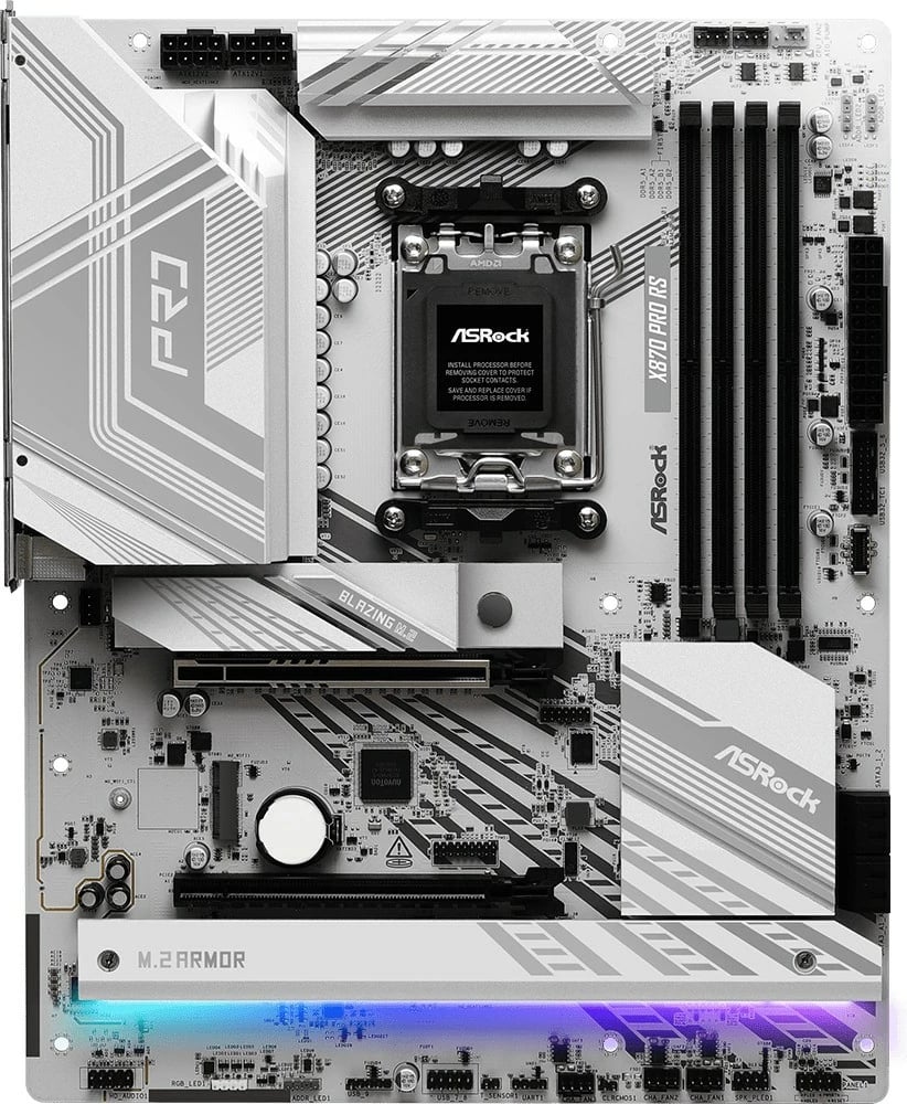 Pllakë amë ASRock X870 PRO RS, AMD, Socket AM5, DDR5-SDRAM, 256 GB, e bardhë