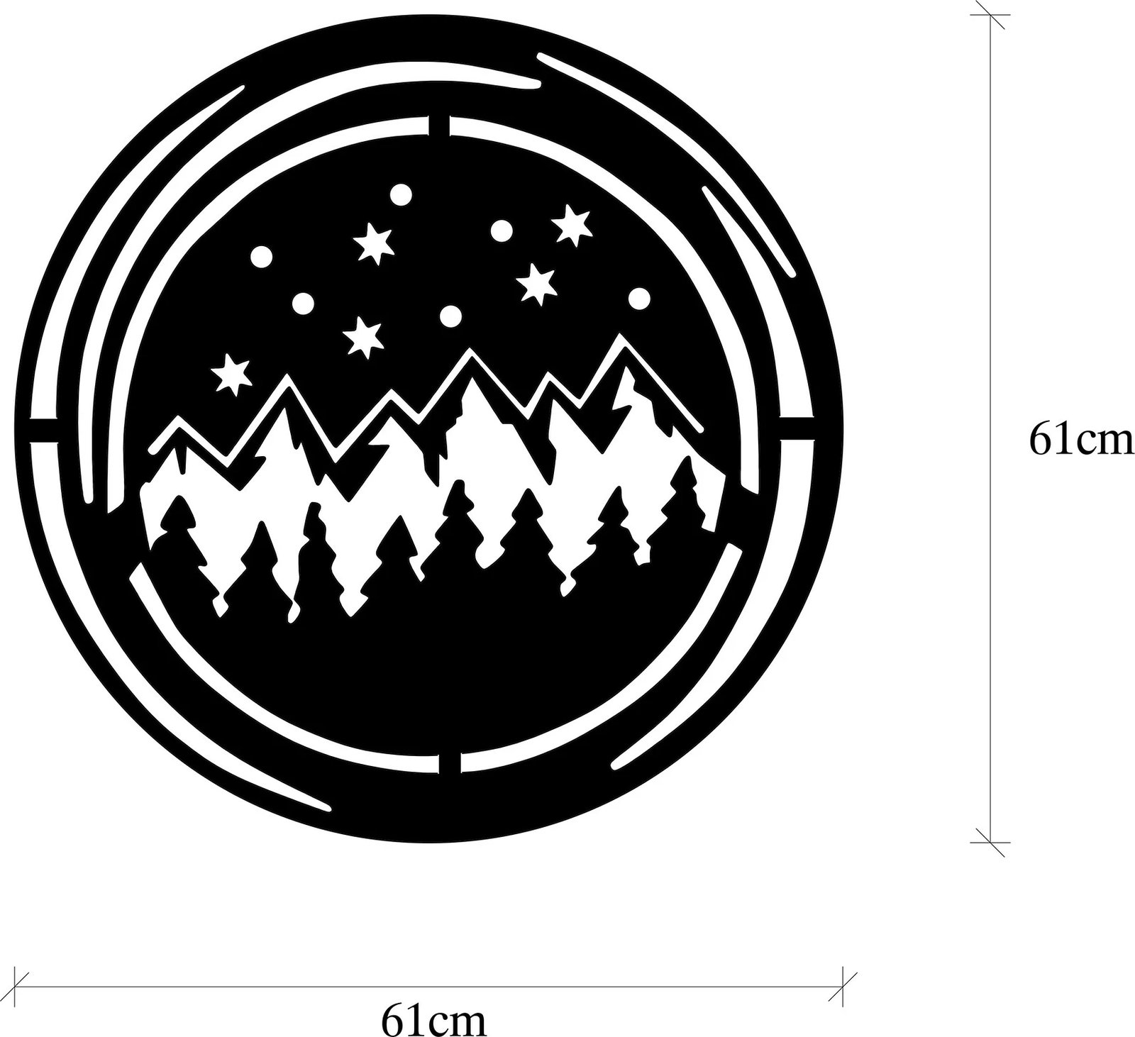 Aksesor dekorativ metalik për mur Wallity, ngjyrë e zezë, XMASBLACK - 019