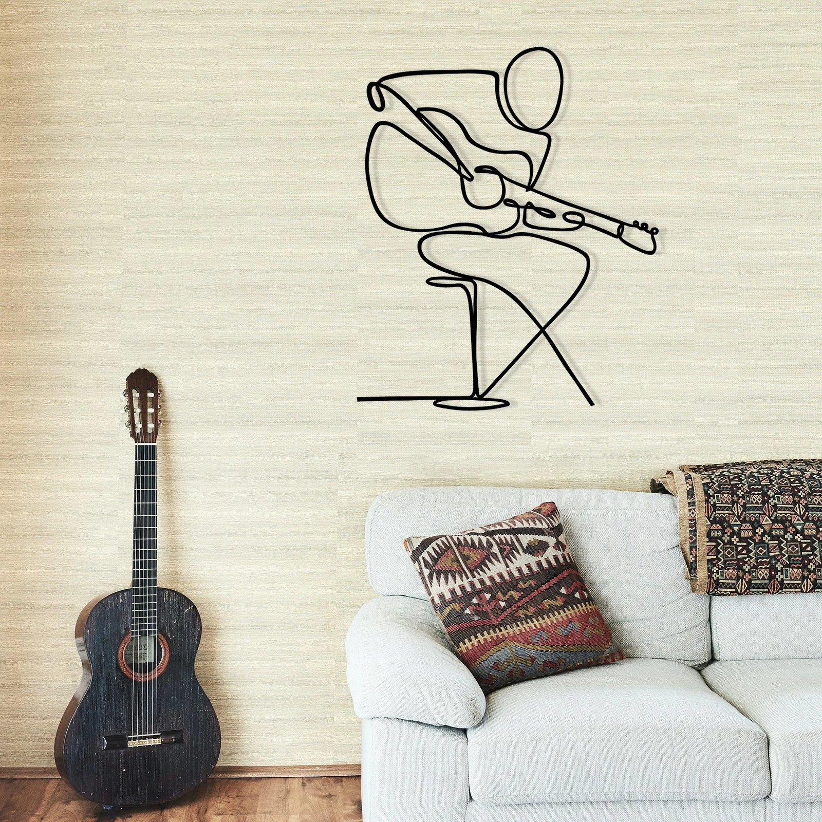 Aksesor dekorativ metalik për mur, Wallity Sentimiento 332, ngjyrë e zezë, 46x56cm