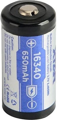 Bateri rikarikueshme XTAR 16340-650, Li-Ion, 650 mAh, 3.7V, me mbrojtje