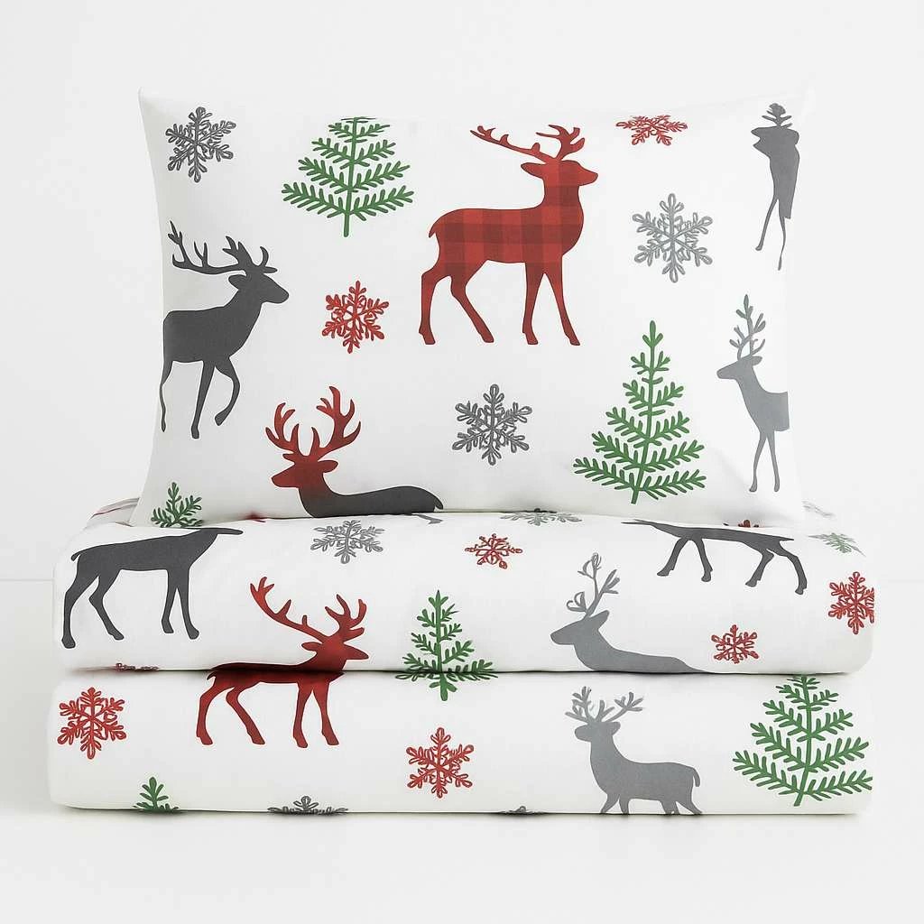 Set mbulesë për jorgan dopio, temë festive, ngjyrë e kuqe, e bardhë, e gjelbër, e hirtë, Chr-Coverset-1 Set mbulesë për jorgan dopio, temë festive, ngjyrë e kuqe, e bardhë, e gjelbër, e hirtë, Chr-Coverset-1