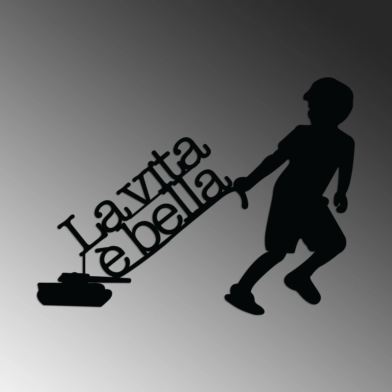 Aksesor dekorativ metalik për mur, Vita E Bella 2, ngjyrë e zezë, Wallity, 56x42cm