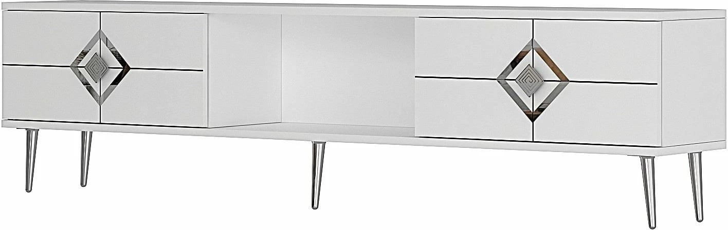 Komodë TV Skye Decor, e bardhë, argjend