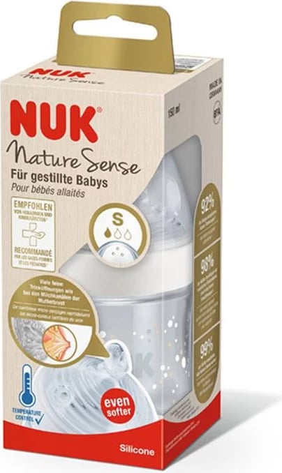 Shishe qelqi për bebe NUK Nature Sense TC 0-6 muaj, 120ml