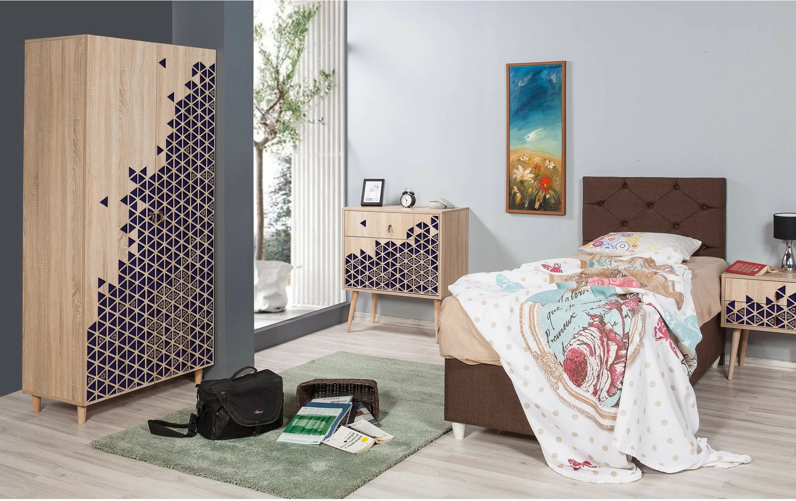 Dollap modern, ngjyrë lisi Sonoma, Skye Decor, Stil - 123