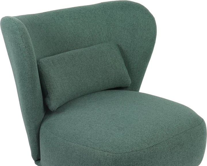 Fotel Nagreta, material tekstili i gjelbër, këmbë metalike të zeza, 77x73x74cm