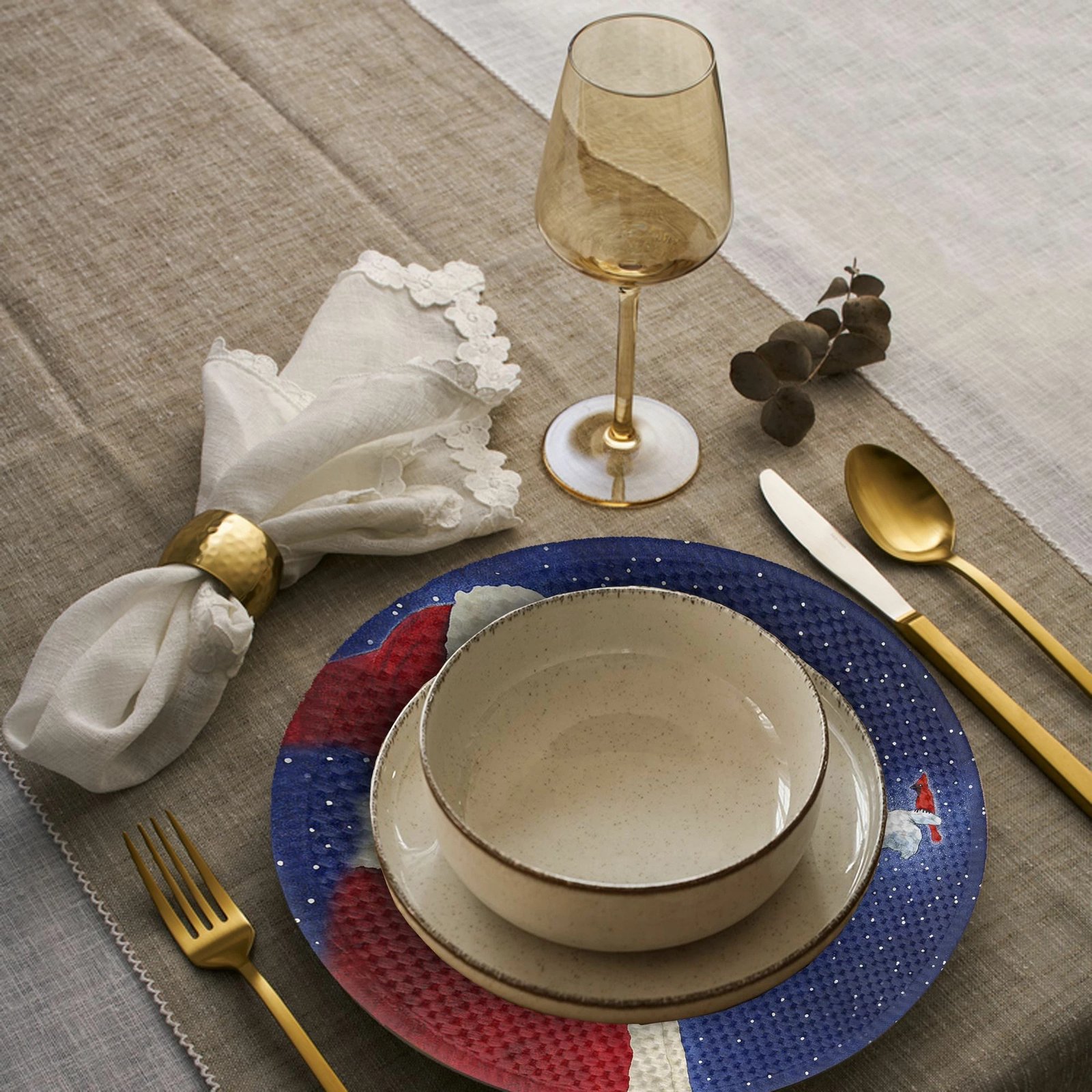 Set 4 copë mbulesa tavoline Hermia Concept, model multingjyrësh, 37cm