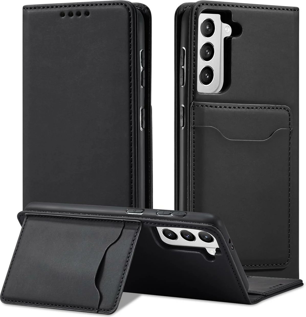 Mbështjellës magnetik për celular Hurtel Magnet Card Case për Samsung Galaxy S22+, i zi