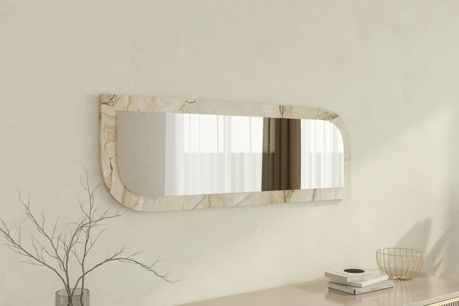 Pasqyrë Hanah Home, Arni, ngjyrë Ephesus dhe mermeri, 40x120cm