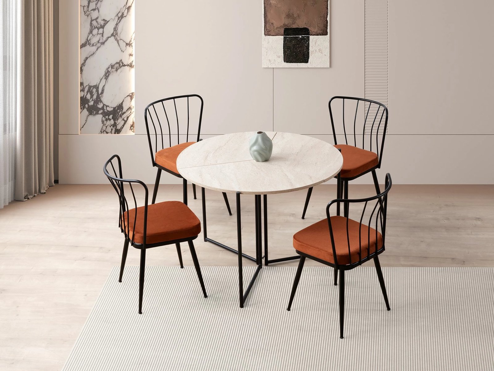 Tavolinë ngrënieje me zgjerim, Skye Decor, travertin, 1204