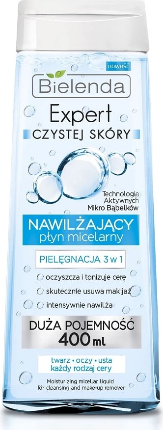 Ujë micelar për femra Bielenda Expert Clear Skin 3-në-1, 400ml