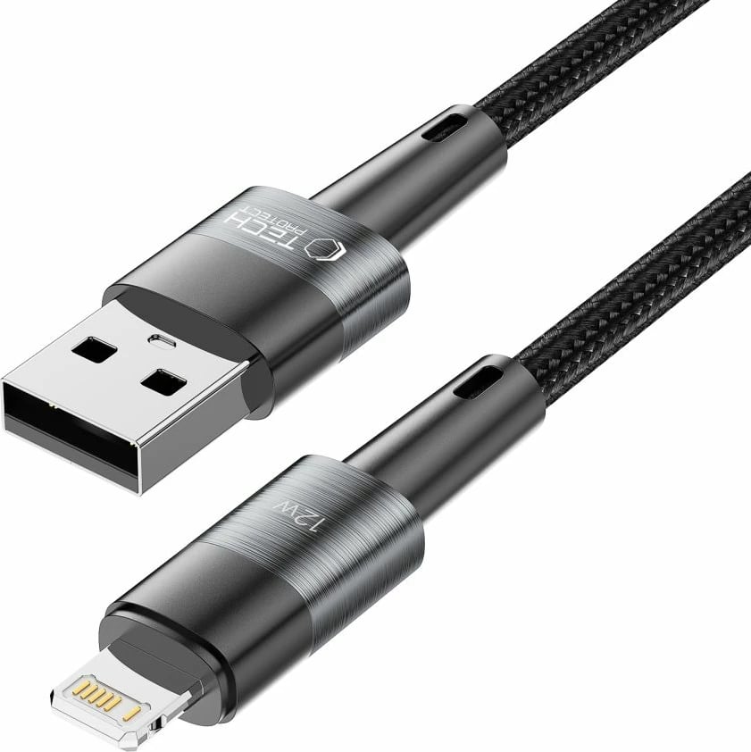 Kabllo Tech-Protect UltraBoost, Lightning në USB-A, 0.25m, 12W, Gri