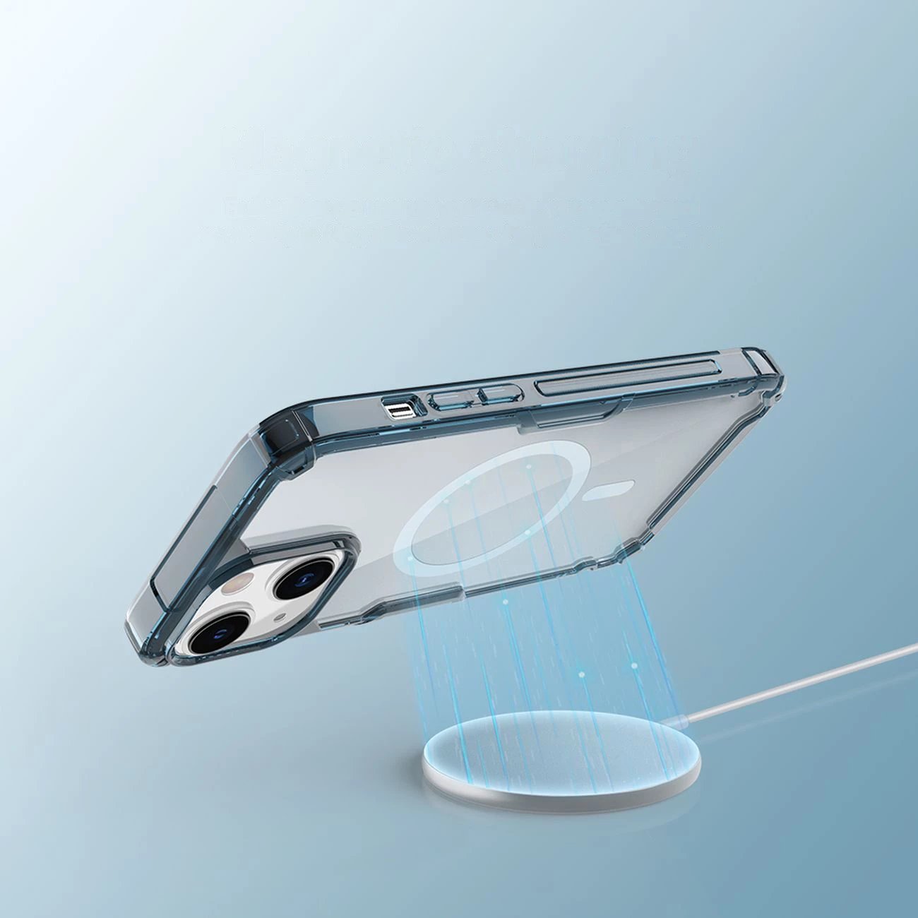 Mbështjellës Nillkin Nature Pro për iPhone 15 Plus, me MagSafe, transparent/blu Mbështjellës Nillkin Nature Pro për iPhone 15 Plus, me MagSafe, transparent/blu