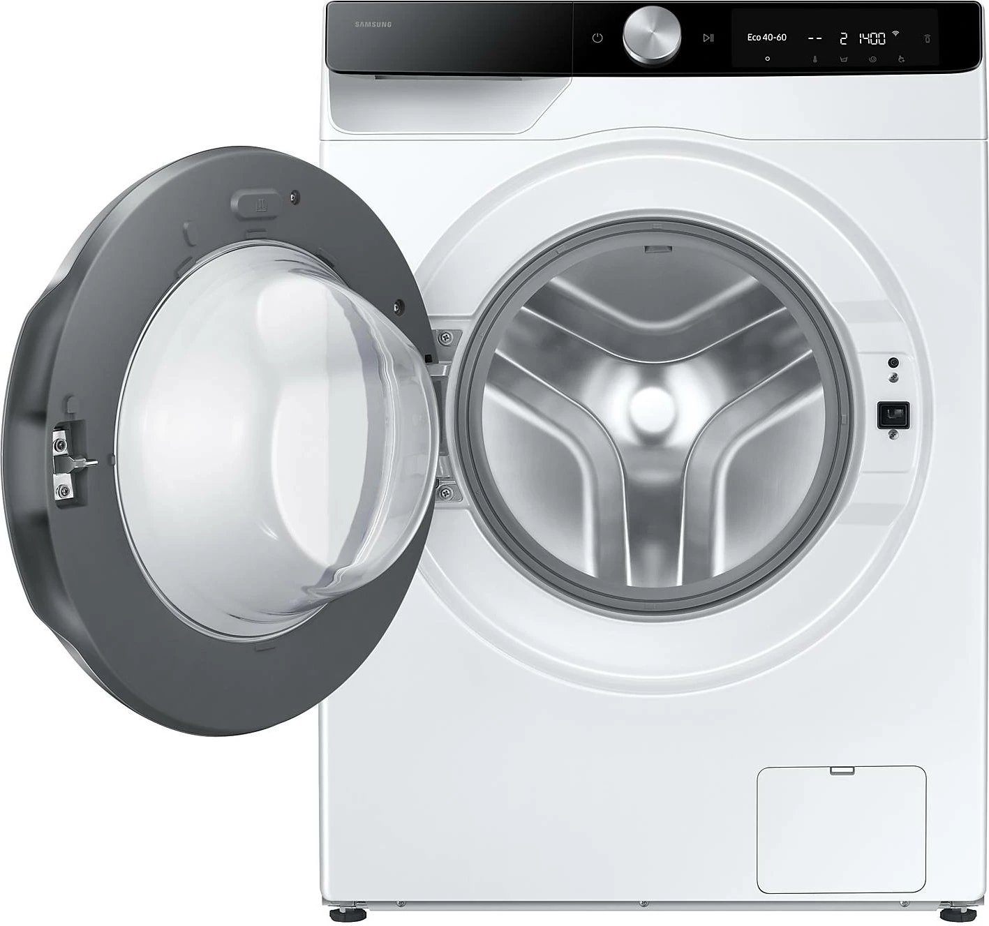 Makinë larëse Samsung WW90DG6G94LKU4, 9 kg, 1400 rpm, klasa energjike A, AI Ecobubble dhe AI Wash, Auto Dispense, Wi‑Fi SmartThings, e bardhë/derë e zezë