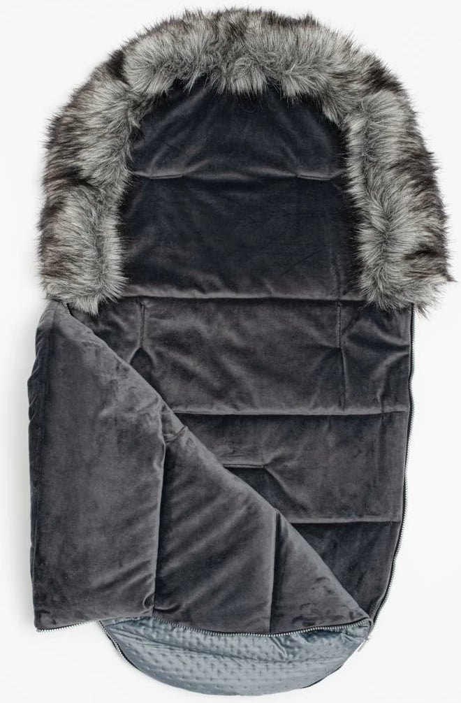 qese këmbësh për karrocë, New Baby, Lux Fleece, universal me fleece të ngrohtë, 49x95 cm, gri