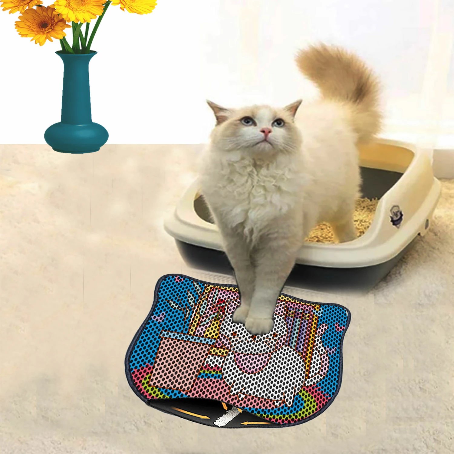 Tapet për rërë mace, shumëngjyrësh, Paws & Whiskers, Kdkafa0053, 40x50cm