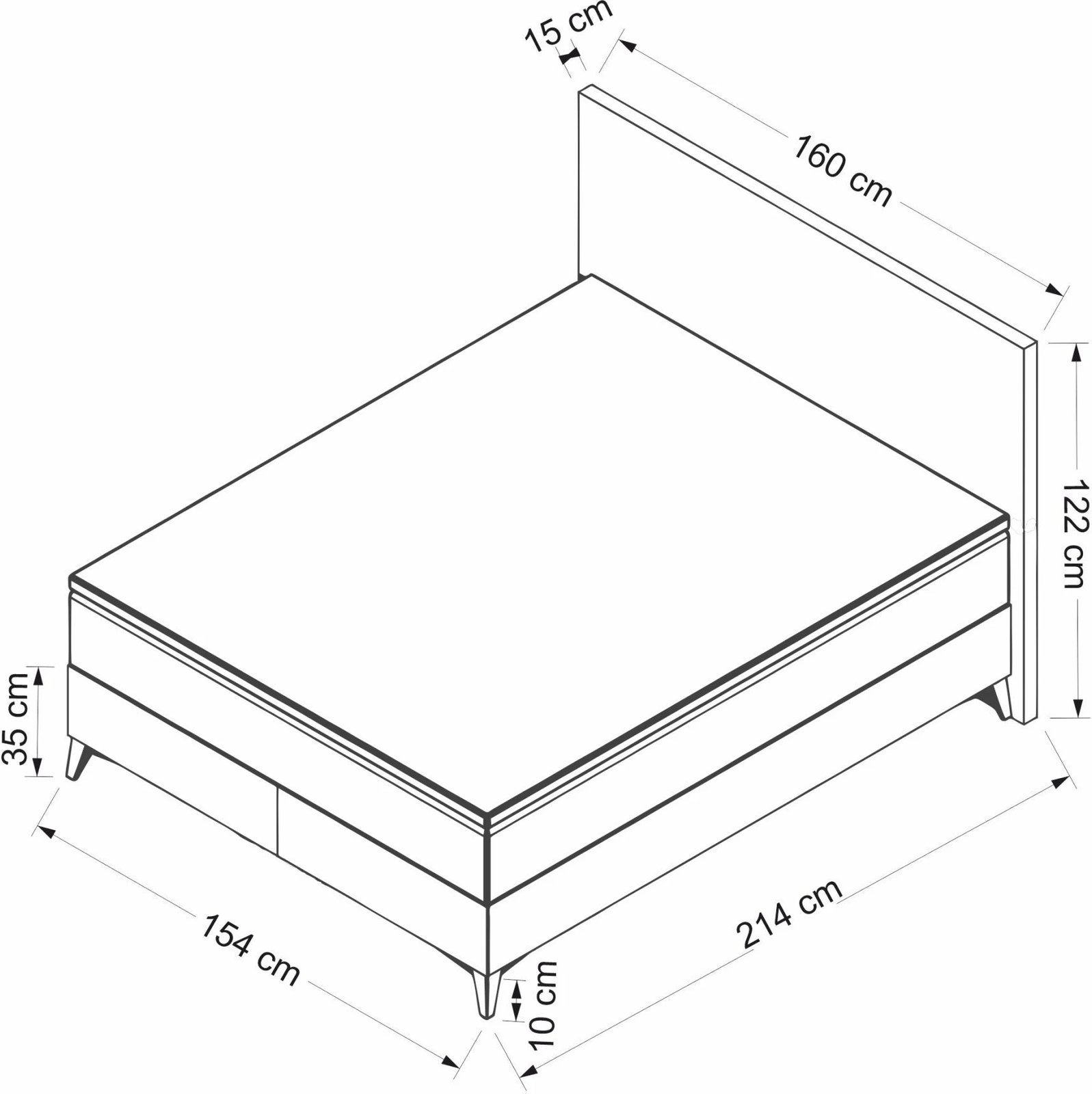 Baze dhe taban krevati dopio, Samira, ngjyrë gri, 150x200