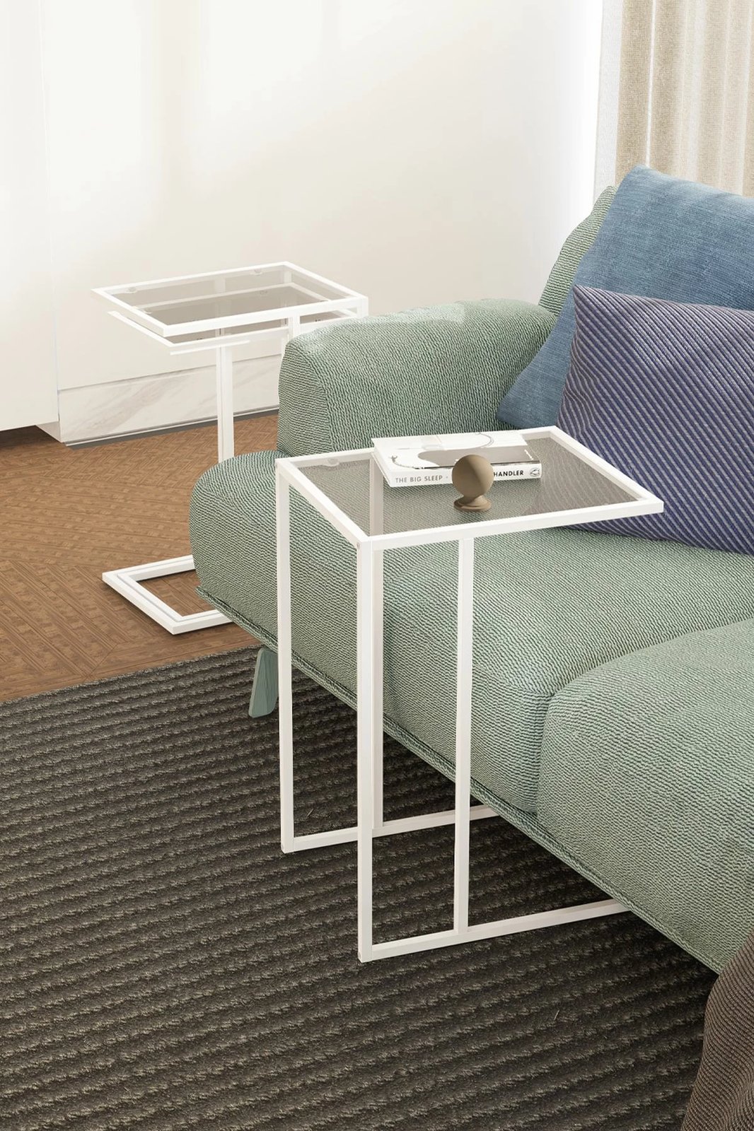 Set tavolinash të vendosshme, 3 copë, Hanah Home Ibiza C, e bardhë, fume