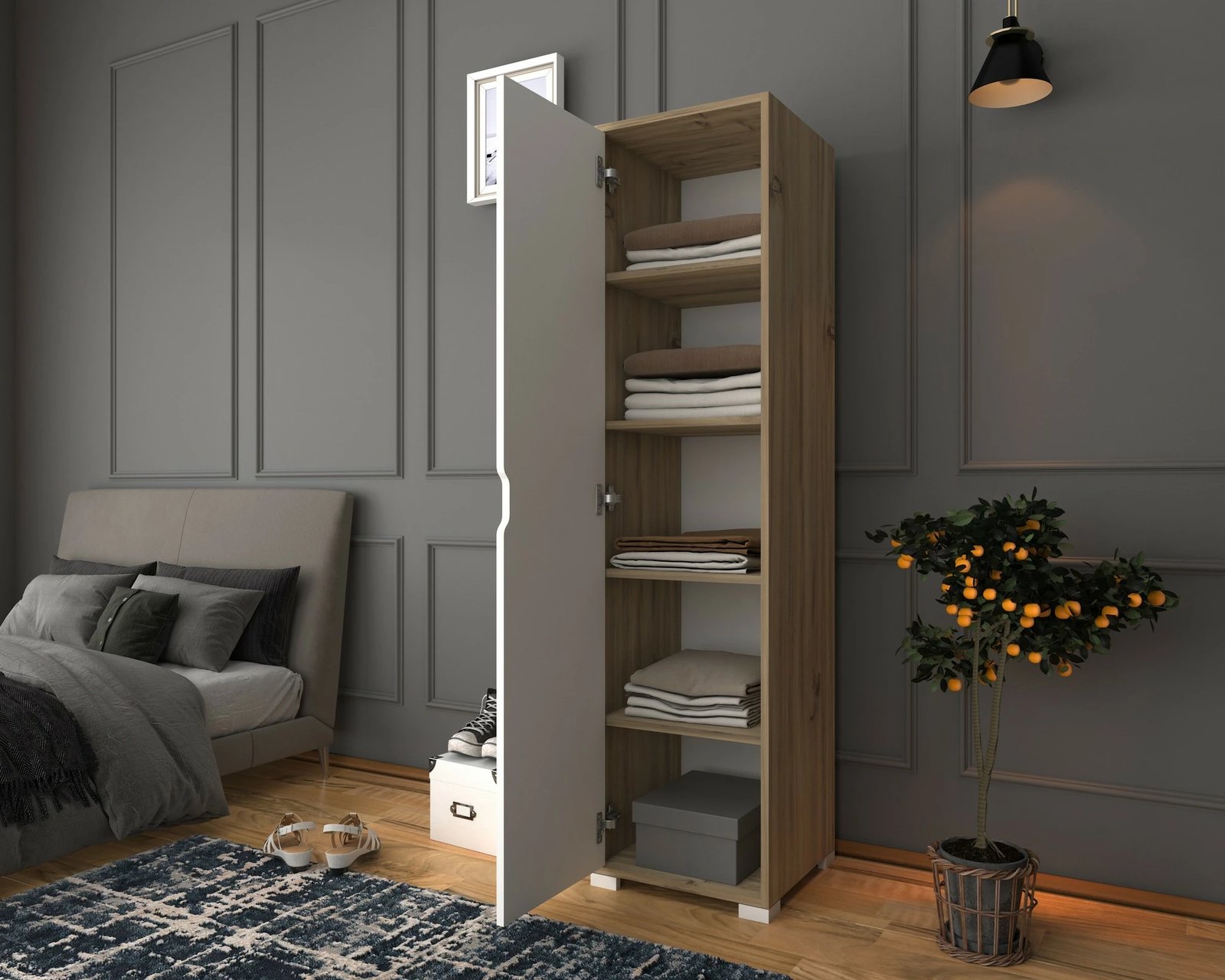 Dollap Hanah Home, 40cm, 1600-014, ngjyrë arr e çelët dhe e bardhë