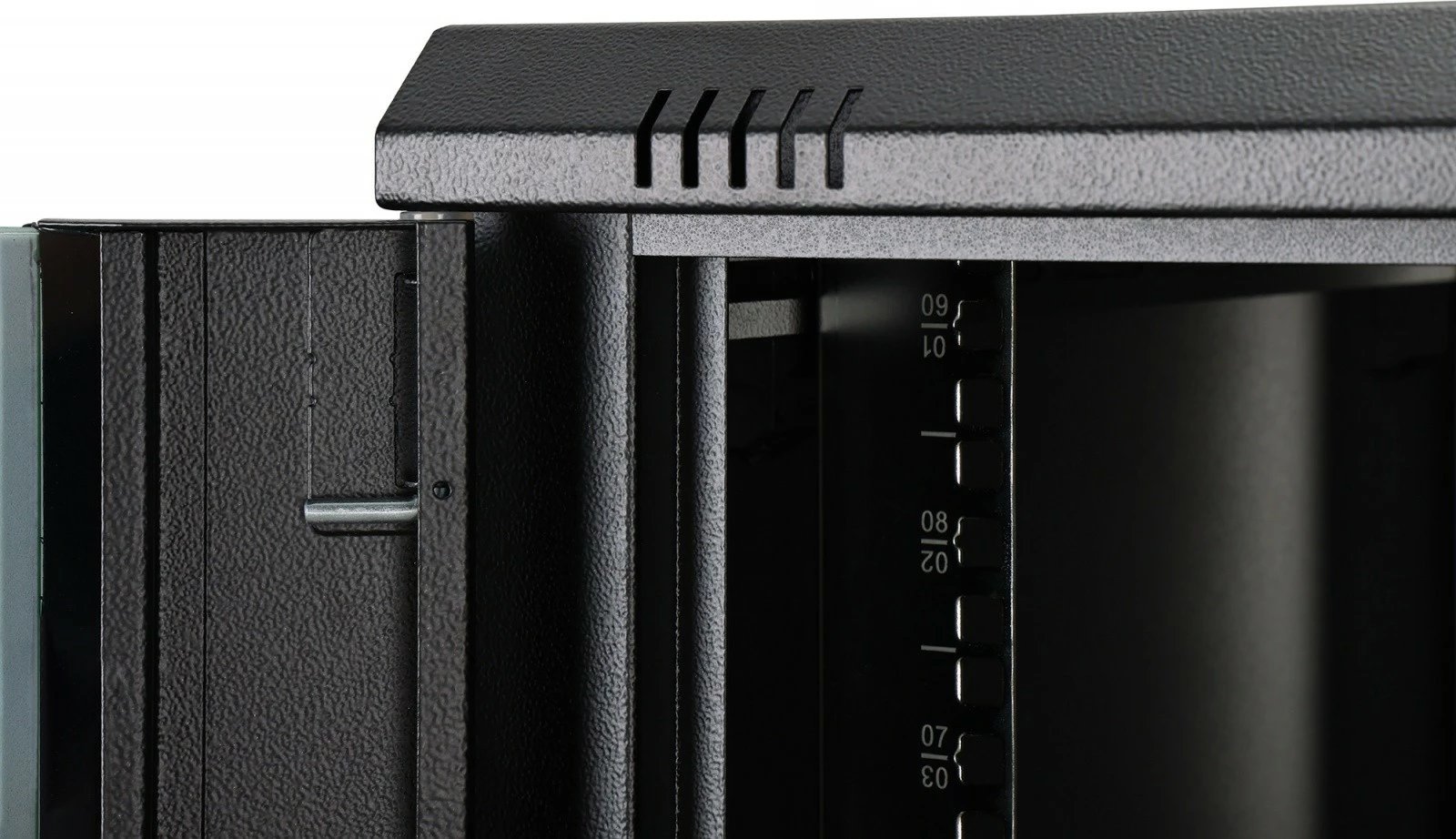 Kabinet rrjeti muror Digitus DN-37107 19" 9U 474x600x600mm derë xhami IP20 kapacitet 60kg i pa-montuar, zezë