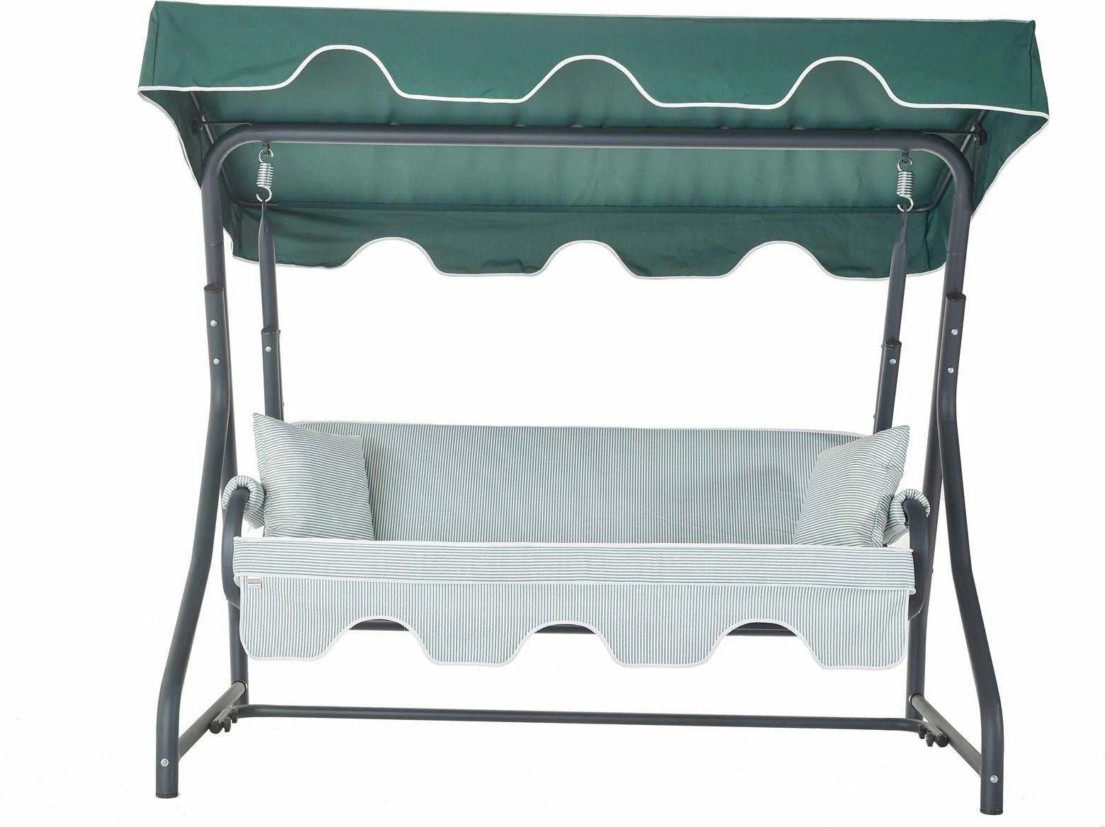 Karrige lëkundëse treshe për kopsht, Ruta, e gjelbër, e bardhë