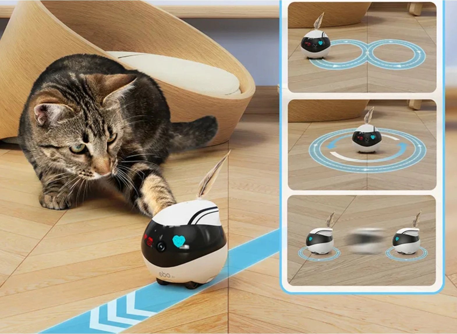 Robot për kafshë Enabot EBO Air, kamerë 1080p, ndjekje KI, LiDAR, kontroll me app, bardhë