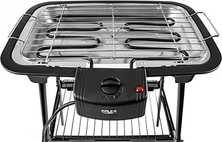 Grill elektrik, Adler AD 6602, 2000W, rregullim temperature, termostat me dritë, ngrohës i heqshëm, tabaka uji, me qëndrim